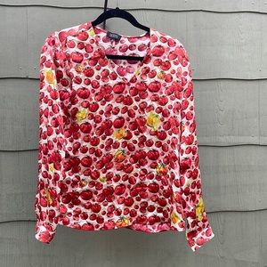 MIRTO Spain Tomato Festival 109% Silk Blouse Small